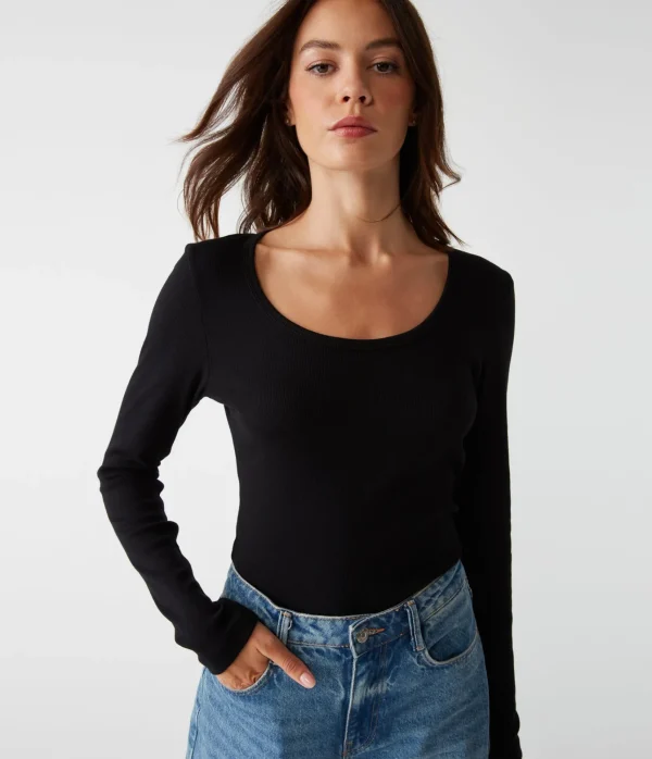 Michael Stars Emilia Scoop Neck Tee- T-Shirts | Ultra Rib T-Shirts