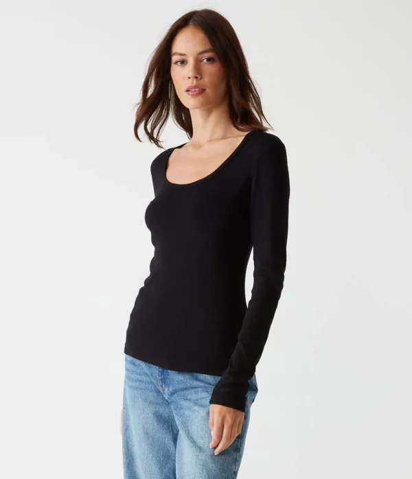 Michael Stars Emilia Scoop Neck Tee- T-Shirts | Ultra Rib T-Shirts