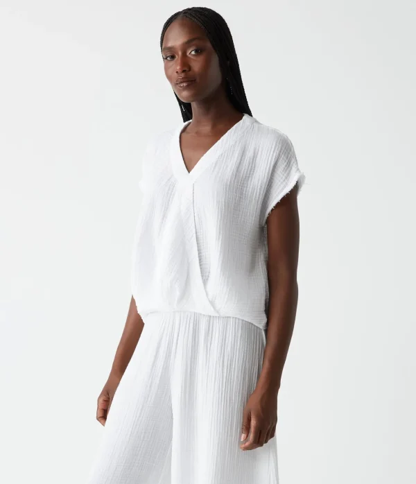 Michael Stars Evie Gauze Surplice Top- Tops, Blouses & Shirts