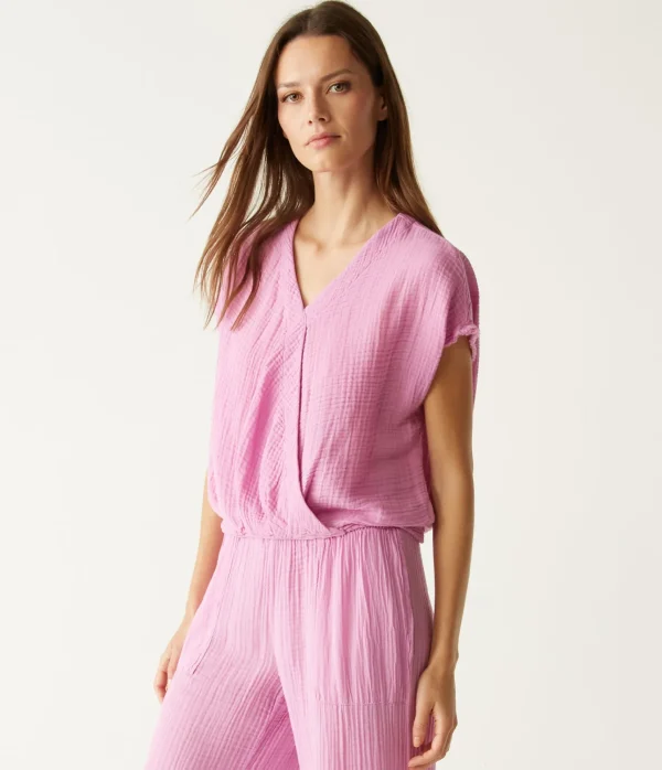 Michael Stars Evie Gauze Surplice Top- Tops, Blouses & Shirts