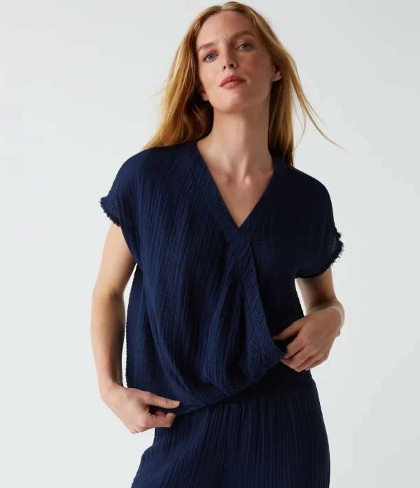 Michael Stars Evie Gauze Surplice Top- Tops, Blouses & Shirts