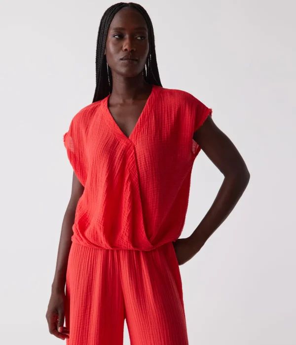 Michael Stars Evie Gauze Surplice Top- Tops, Blouses & Shirts