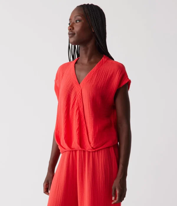 Michael Stars Evie Gauze Surplice Top- Tops, Blouses & Shirts