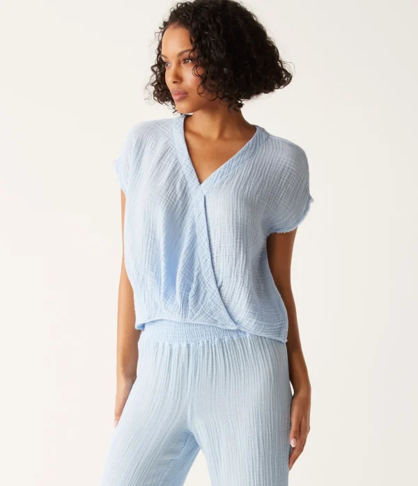 Michael Stars Evie Gauze Surplice Top- Tops, Blouses & Shirts
