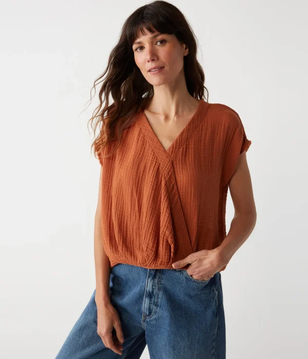 Michael Stars Evie Gauze Surplice Top- Tops, Blouses & Shirts