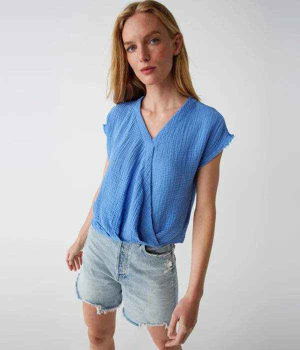 Michael Stars Evie Gauze Surplice Top- Tops, Blouses & Shirts