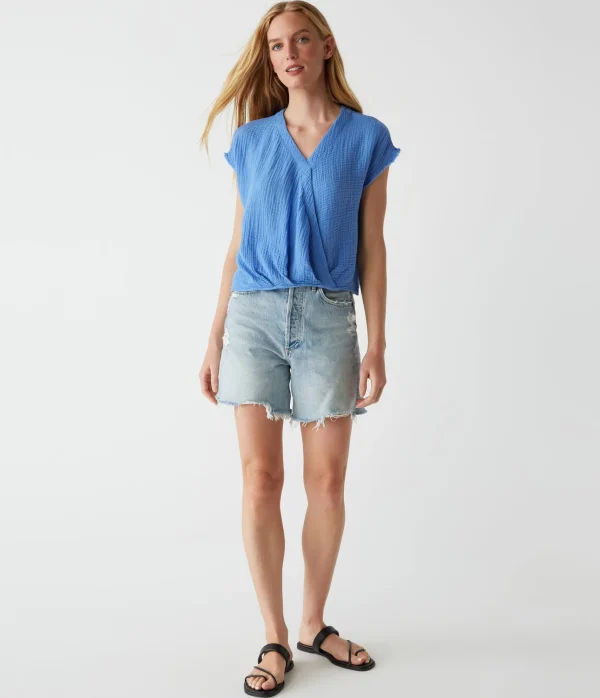 Michael Stars Evie Gauze Surplice Top- Tops, Blouses & Shirts