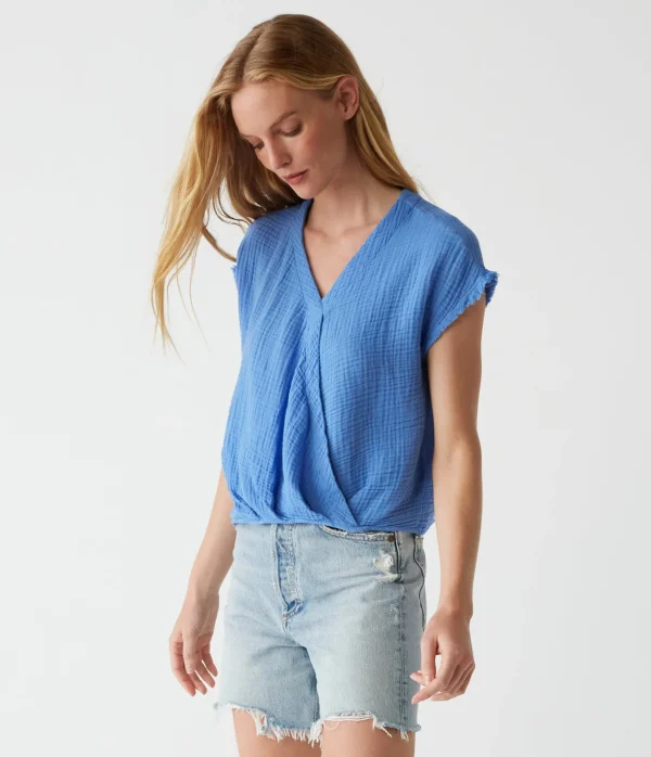 Michael Stars Evie Gauze Surplice Top- Tops, Blouses & Shirts