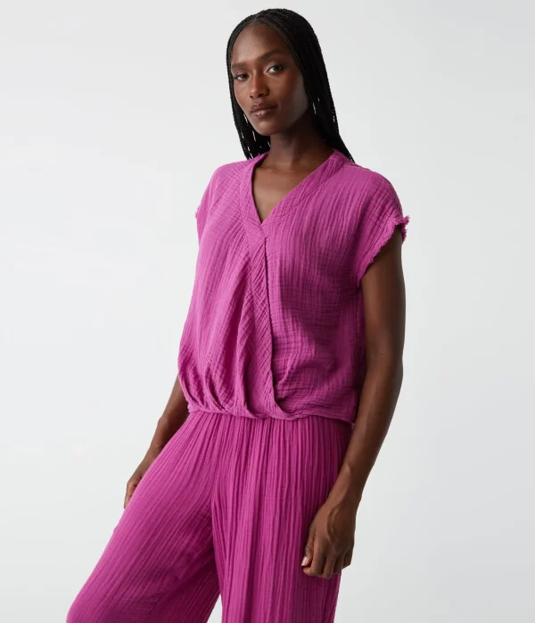 Michael Stars Evie Gauze Surplice Top- Tops, Blouses & Shirts