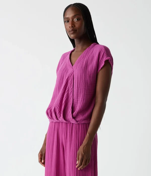Michael Stars Evie Gauze Surplice Top- Tops, Blouses & Shirts