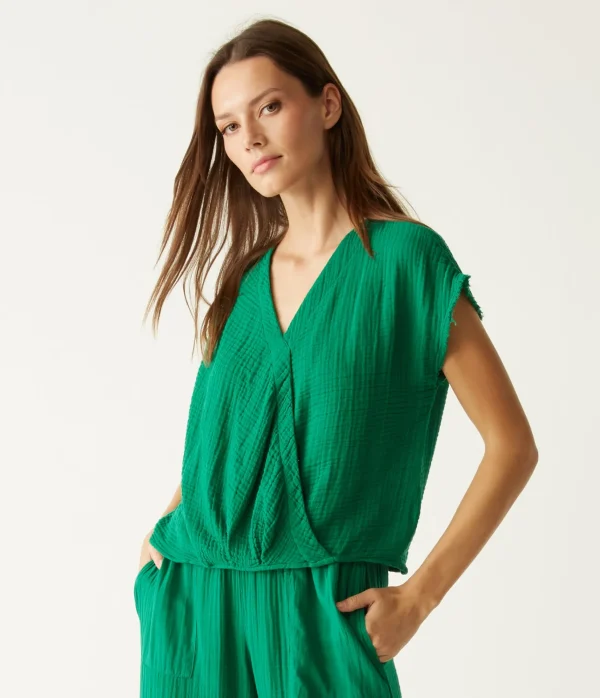 Michael Stars Evie Gauze Surplice Top- Tops, Blouses & Shirts