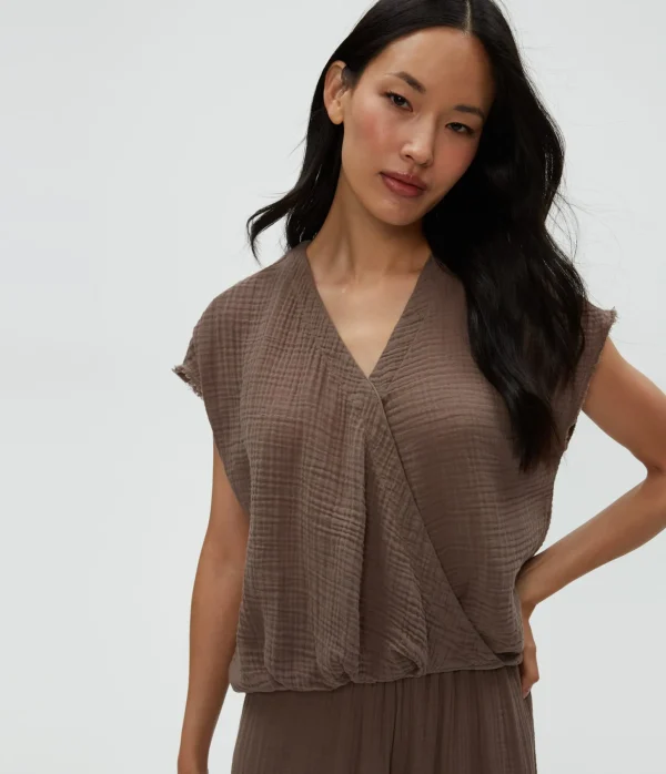 Michael Stars Evie Gauze Surplice Top- Tops, Blouses & Shirts