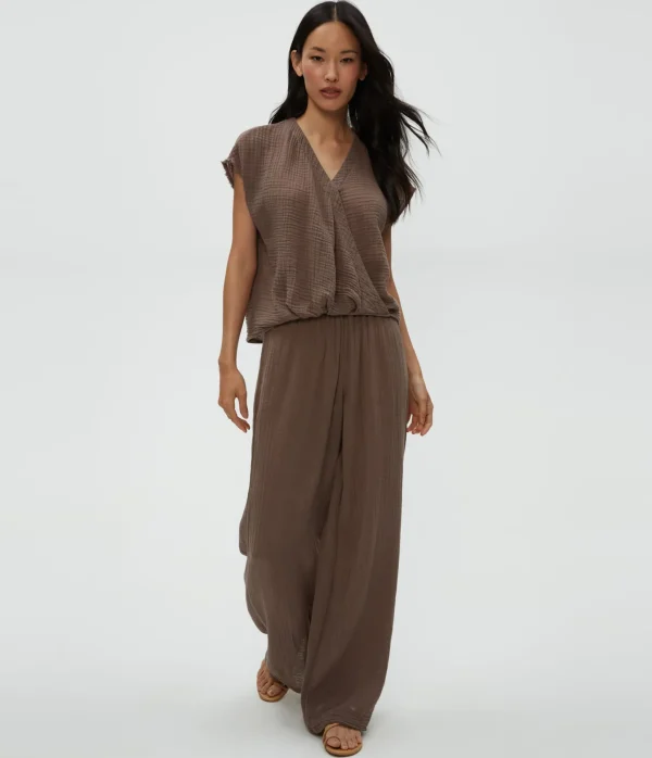 Michael Stars Evie Gauze Surplice Top- Tops, Blouses & Shirts