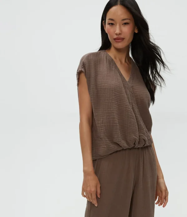Michael Stars Evie Gauze Surplice Top- Tops, Blouses & Shirts