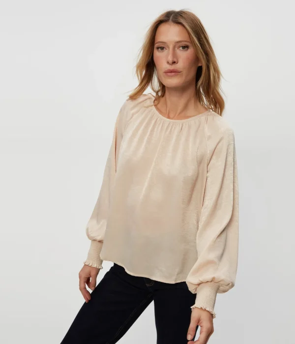 Michael Stars Fabi Hammered Satin Top- Tops, Blouses & Shirts