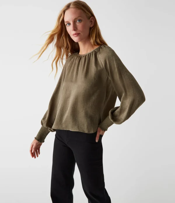 Michael Stars Fabi Hammered Satin Top- Tops, Blouses & Shirts