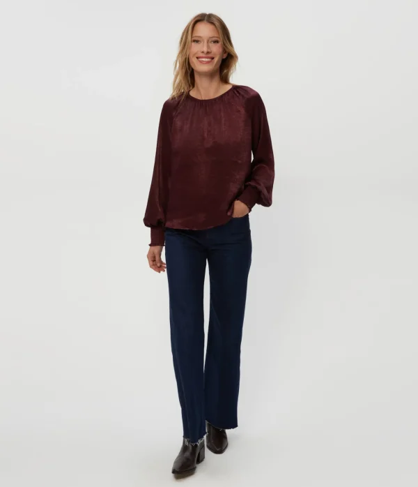 Michael Stars Fabi Hammered Satin Top- Tops, Blouses & Shirts
