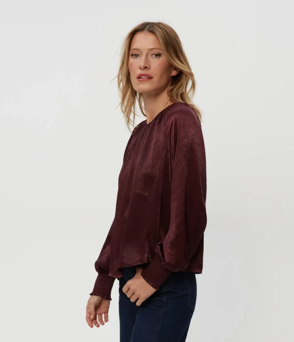 Michael Stars Fabi Hammered Satin Top- Tops, Blouses & Shirts
