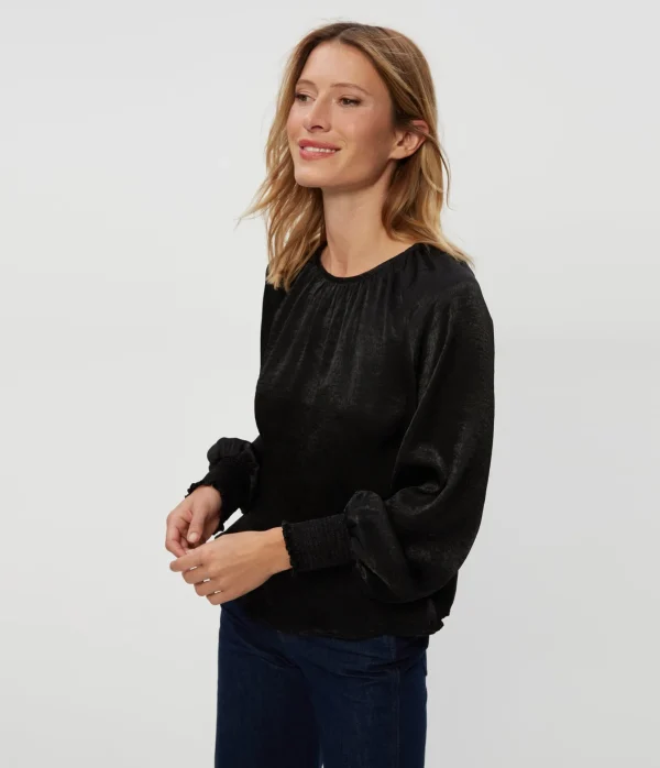 Michael Stars Fabi Hammered Satin Top- Tops, Blouses & Shirts