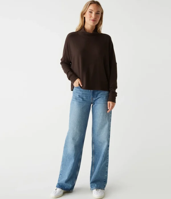 Michael Stars Frida Mock Neck Top- Loungewear