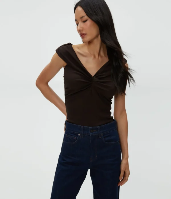 Michael Stars Gabbriette Twist Front Top- Tops, Blouses & Shirts | Ultra Rib T-Shirts
