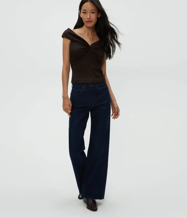Michael Stars Gabbriette Twist Front Top- Tops, Blouses & Shirts | Ultra Rib T-Shirts