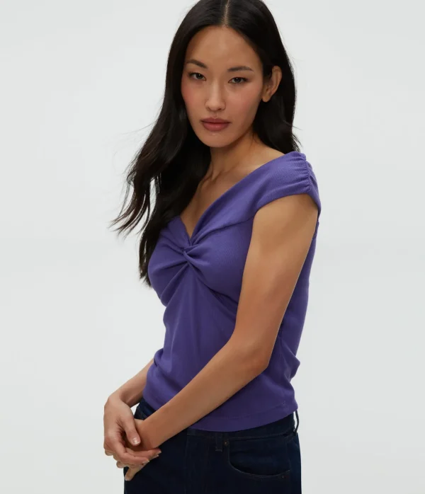 Michael Stars Gabbriette Twist Front Top- Tops, Blouses & Shirts | Ultra Rib T-Shirts