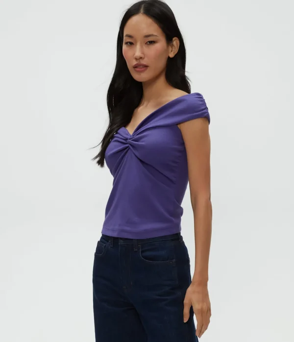 Michael Stars Gabbriette Twist Front Top- Tops, Blouses & Shirts | Ultra Rib T-Shirts