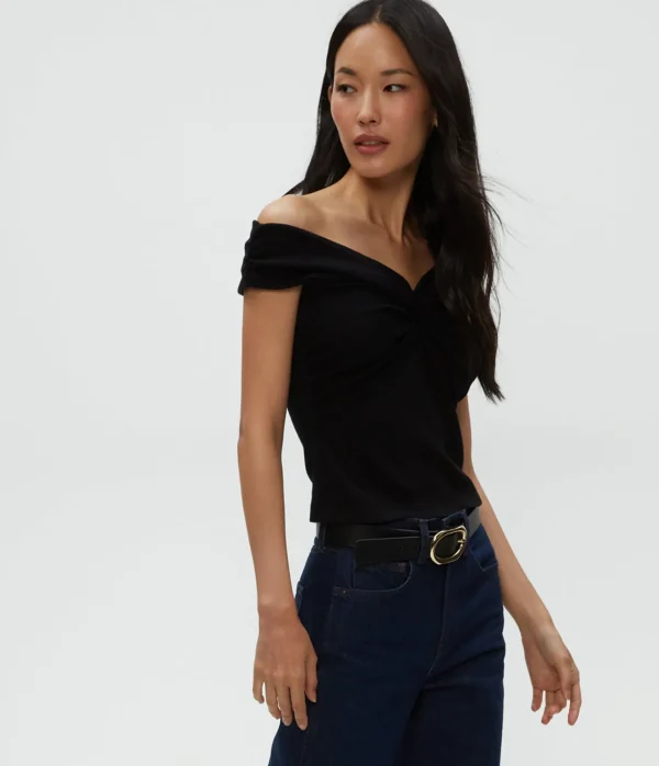 Michael Stars Gabbriette Twist Front Top- Tops, Blouses & Shirts | Ultra Rib T-Shirts