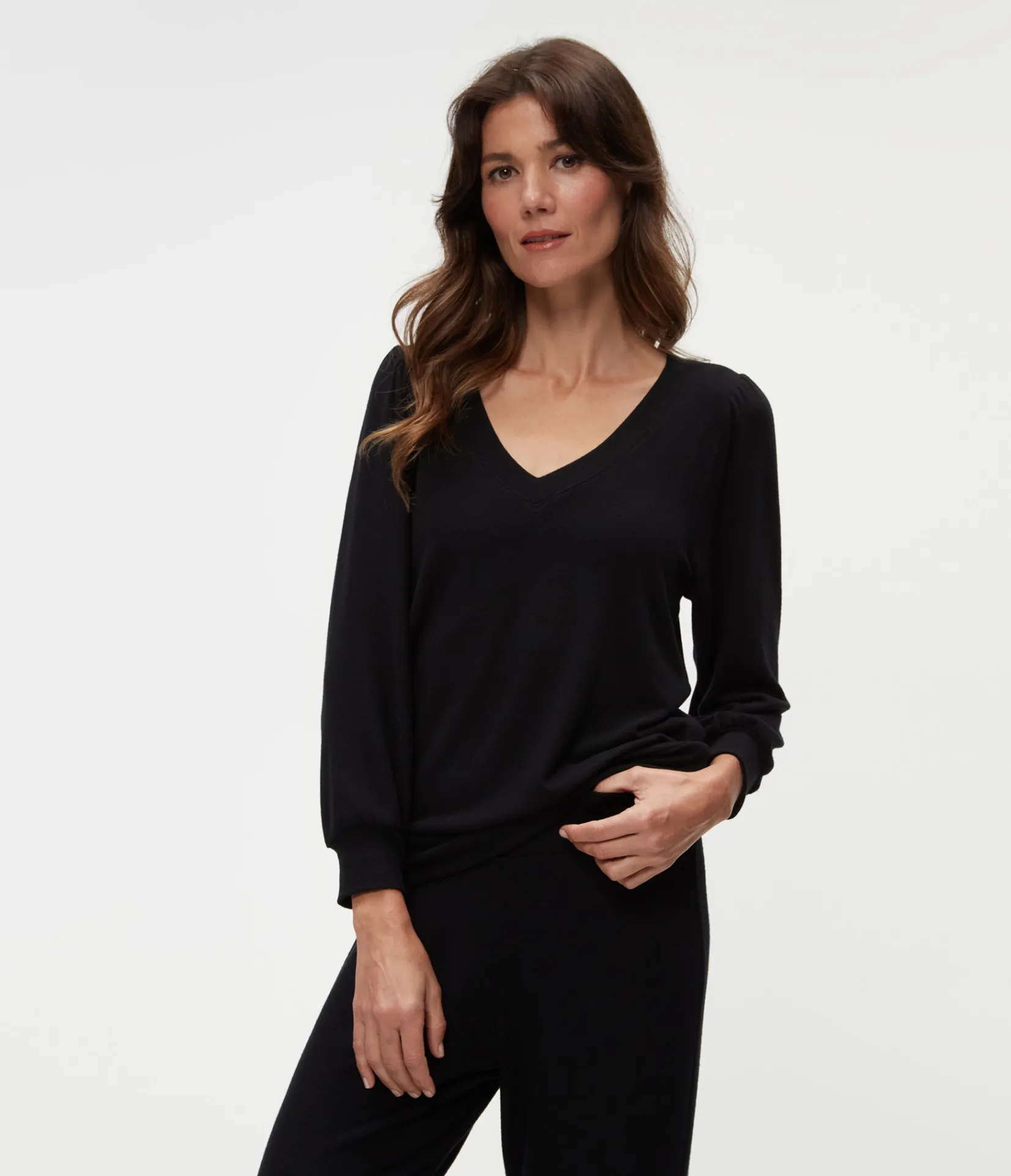 gabriella_vneck_top_17.webp Michael Stars Gabriella V-Neck Top- Loungewear
