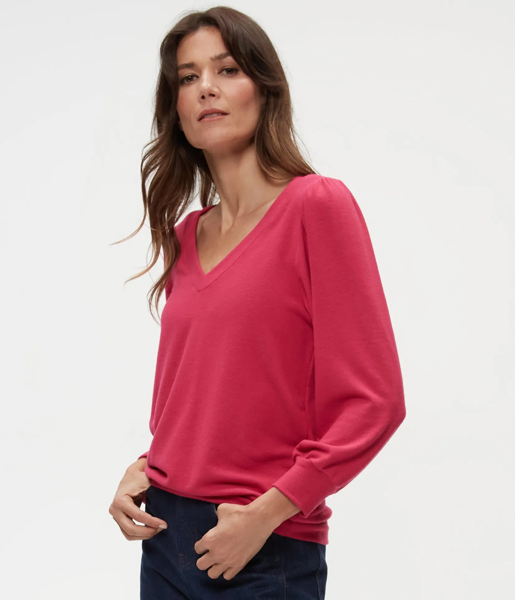 gabriella_vneck_top_2.webp Michael Stars Gabriella V-Neck Top- Loungewear