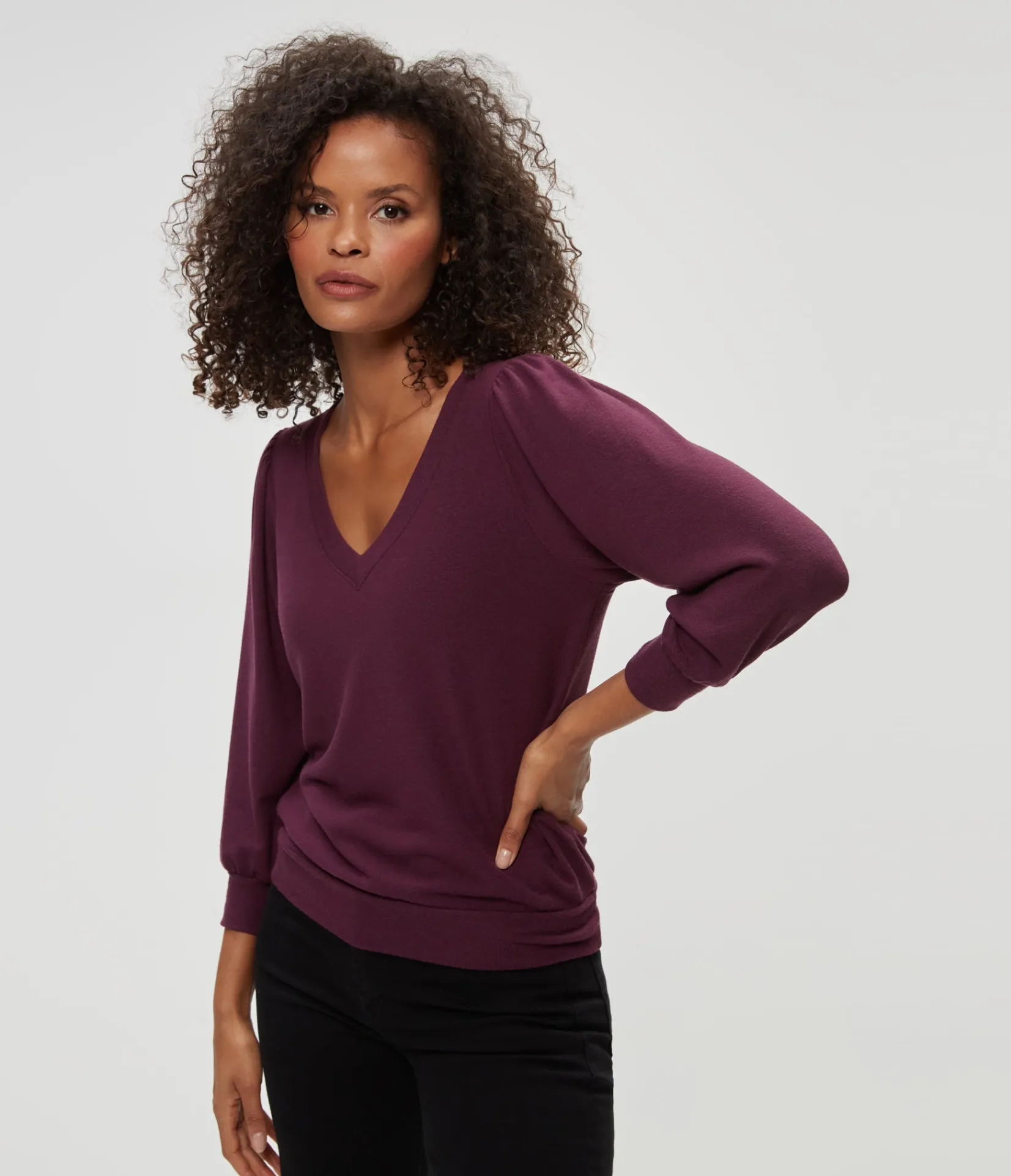 gabriella_vneck_top_55.webp Michael Stars Gabriella V-Neck Top- Loungewear