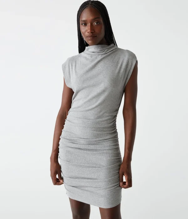 Michael Stars Gia Ribbed Power Shoulder Dress- Dresses | Knee Length Dresses