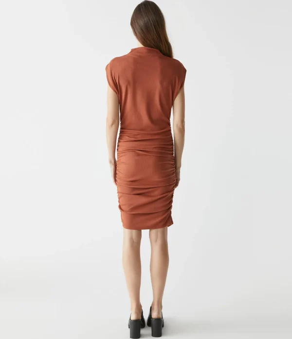 Michael Stars Gia Ribbed Power Shoulder Dress- Dresses | Knee Length Dresses