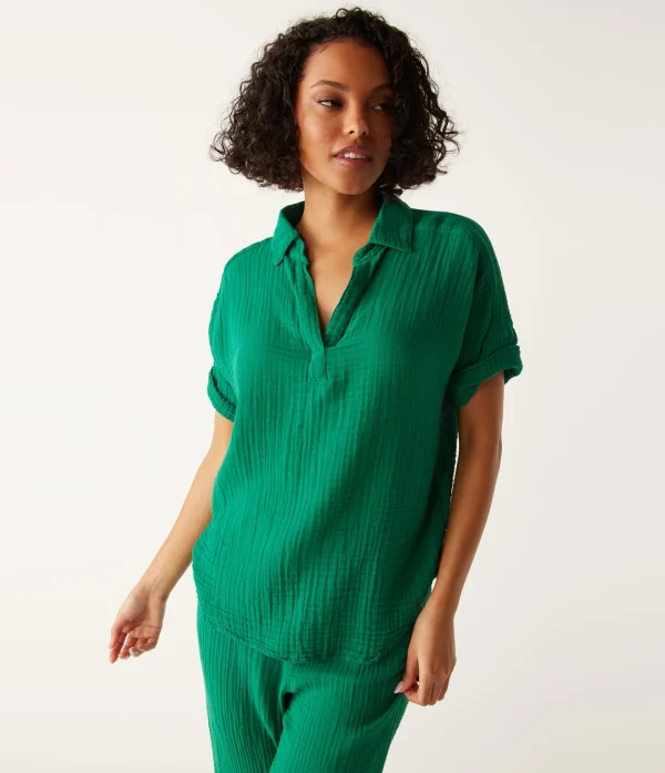 Michael Stars Gigi Gauze Popover Top- Tops, Blouses & Shirts