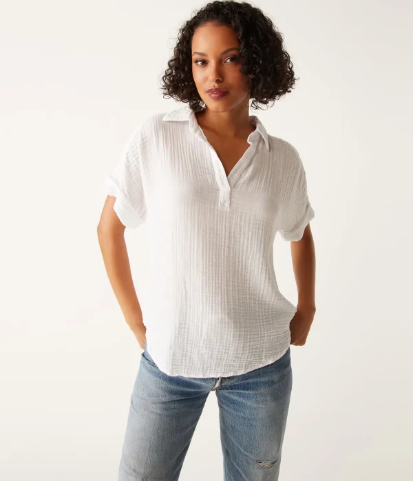 Michael Stars Gigi Gauze Popover Top- Tops, Blouses & Shirts