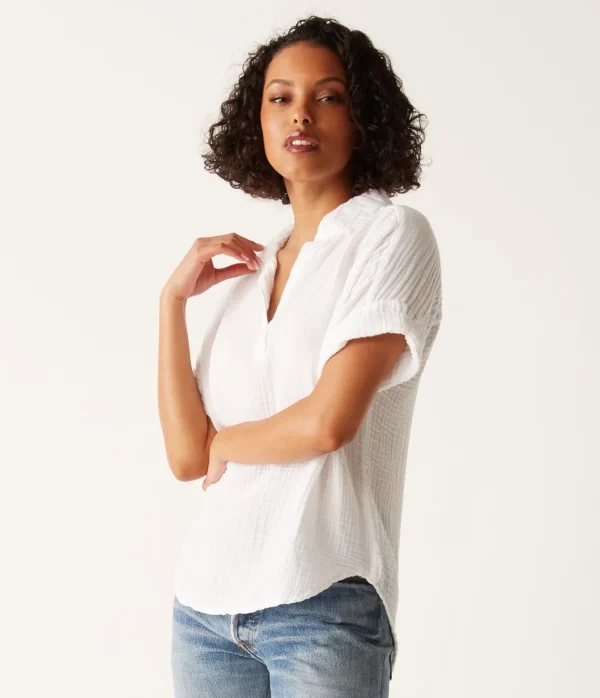 Michael Stars Gigi Gauze Popover Top- Tops, Blouses & Shirts
