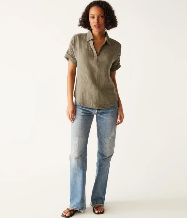 Michael Stars Gigi Gauze Popover Top- Tops, Blouses & Shirts
