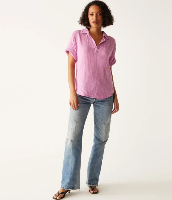 Michael Stars Gigi Gauze Popover Top- Tops, Blouses & Shirts