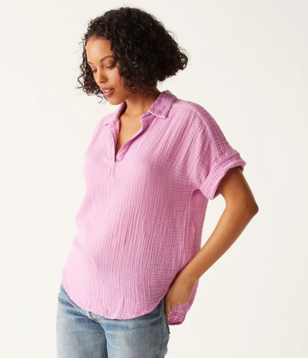 Michael Stars Gigi Gauze Popover Top- Tops, Blouses & Shirts
