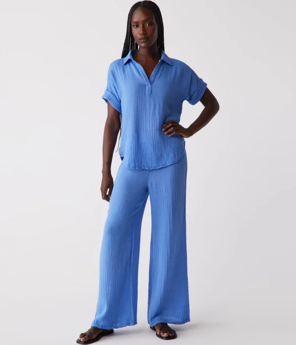Michael Stars Gigi Gauze Popover Top- Tops, Blouses & Shirts