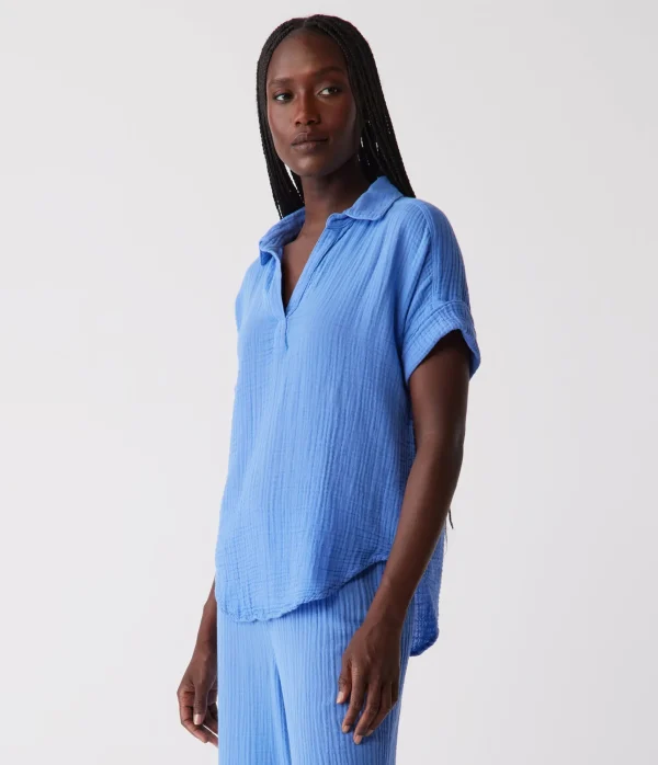 Michael Stars Gigi Gauze Popover Top- Tops, Blouses & Shirts
