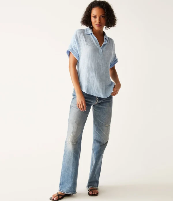 Michael Stars Gigi Gauze Popover Top- Tops, Blouses & Shirts