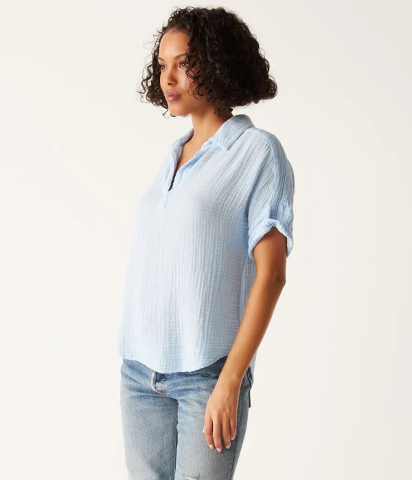 Michael Stars Gigi Gauze Popover Top- Tops, Blouses & Shirts