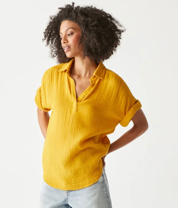 Michael Stars Gigi Gauze Popover Top- Tops, Blouses & Shirts