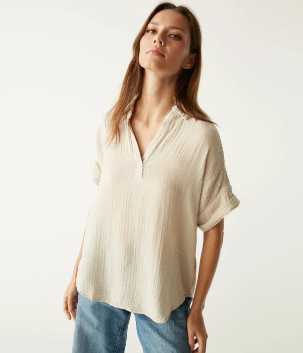 Michael Stars Gigi Gauze Popover Top- Tops, Blouses & Shirts