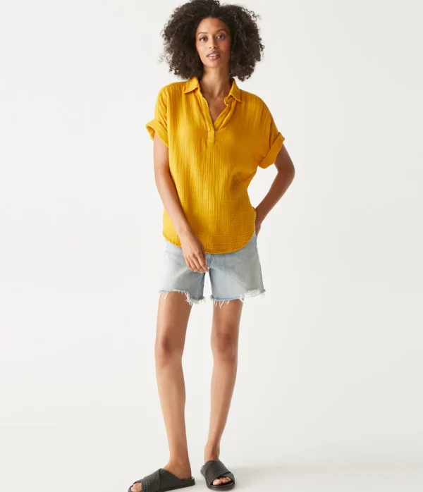 Michael Stars Gigi Gauze Popover Top- Tops, Blouses & Shirts