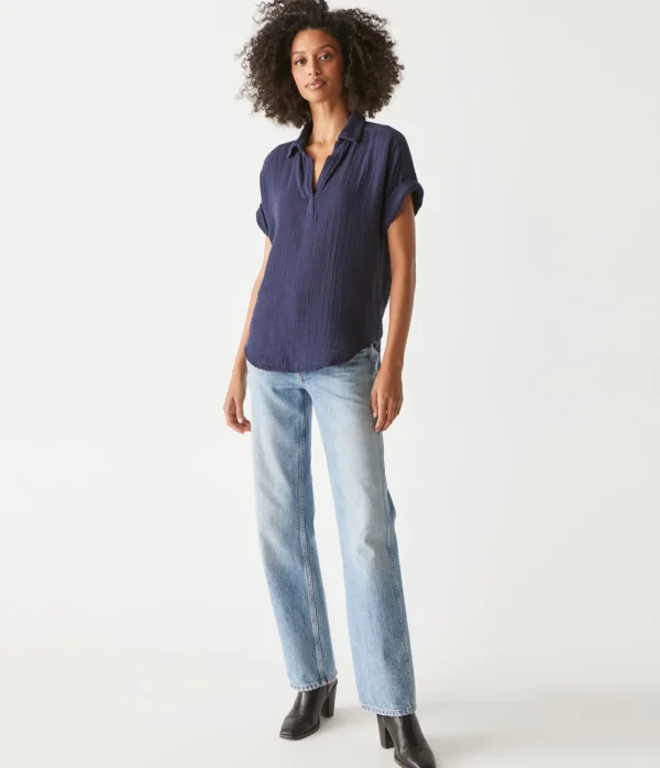 Michael Stars Gigi Gauze Popover Top- Tops, Blouses & Shirts