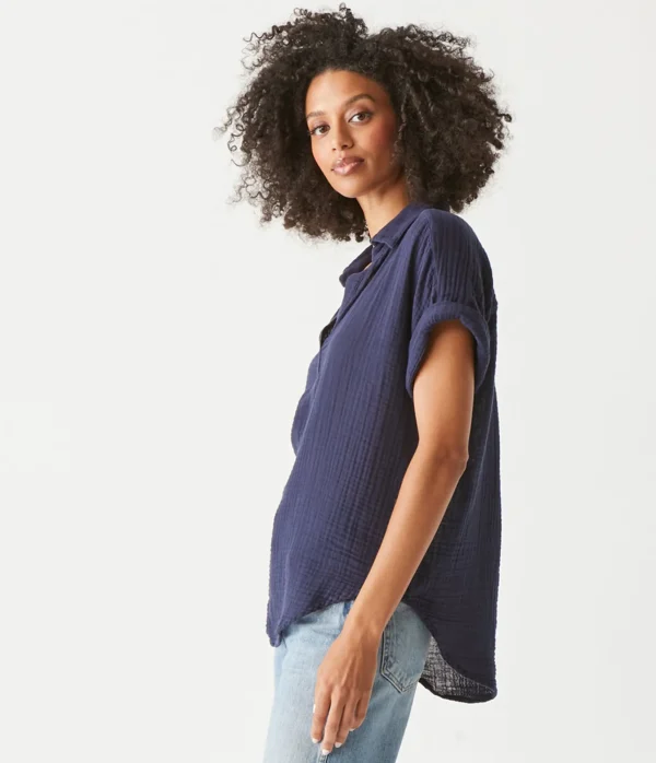 Michael Stars Gigi Gauze Popover Top- Tops, Blouses & Shirts