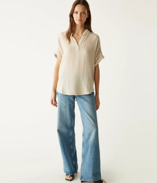 Michael Stars Gigi Gauze Popover Top- Tops, Blouses & Shirts